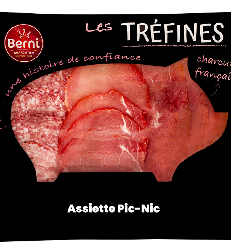 packshot d'un plateau de charcuterie pic nic de Berni