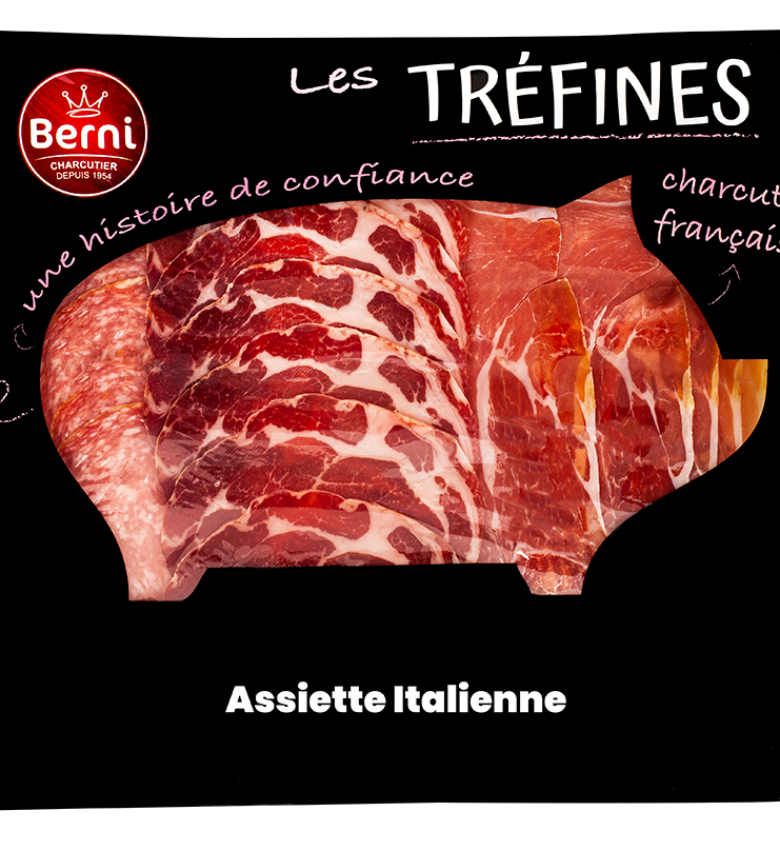 packshot d'un plateau de charcuterie italienne de Berni