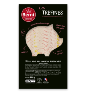 Photo packshot d'un paquet de roulade de jambon pistachée - Berni