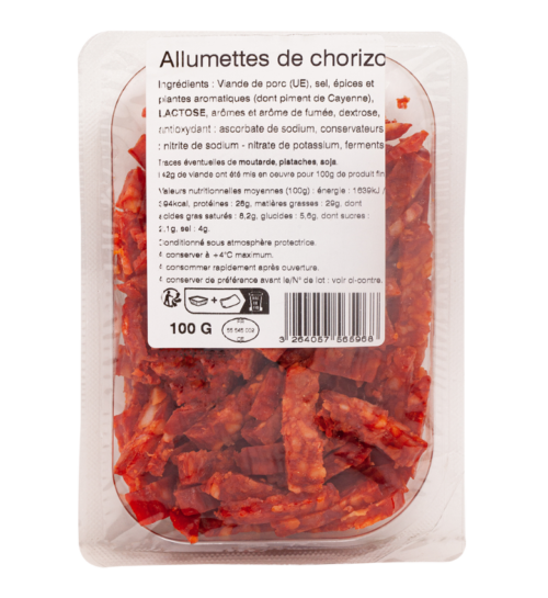 packshot Allumettes de chorizo berni gamme le frais emballé