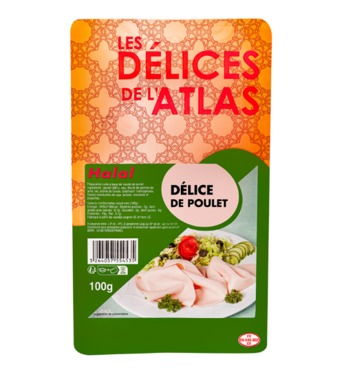 packshot Délice de poulet halal tranché berni