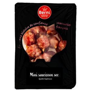 Photo packshot des mini saucisson sec nature berni