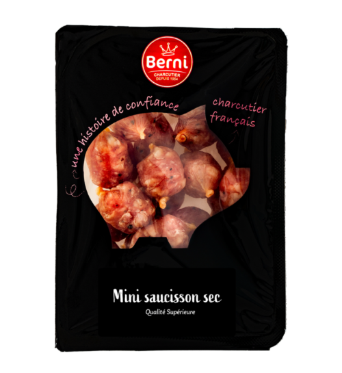 Photo packshot des mini saucisson sec nature berni