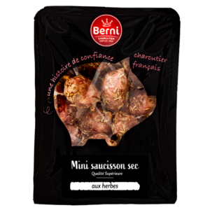 Photo packshot des mini saucisson sec aux herbes berni