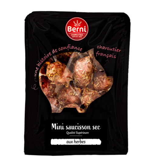 Photo packshot des mini saucisson sec aux herbes berni