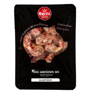 Photo packshot des mini saucisson sec au parmesan berni