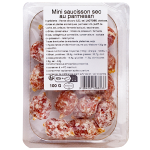 packshots Mini saucissons secs au parmesan berni de la gamme le frais emballé