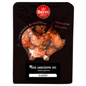 Photo packshot des mini saucisson sec au poivre berni