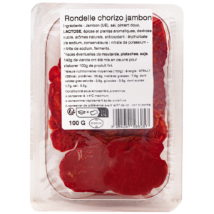 packshot Rondelles chorizo jambon berni gamme le frais emballé