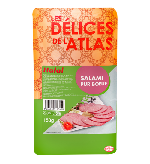 packshot Salami pur bœuf halal tranché berni