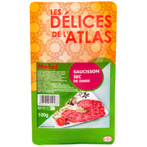 packshot Saucisson de dinde halal tranché berni