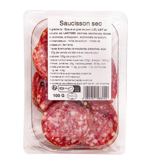 packshot Saucisson sec Berni gamme frais emballé