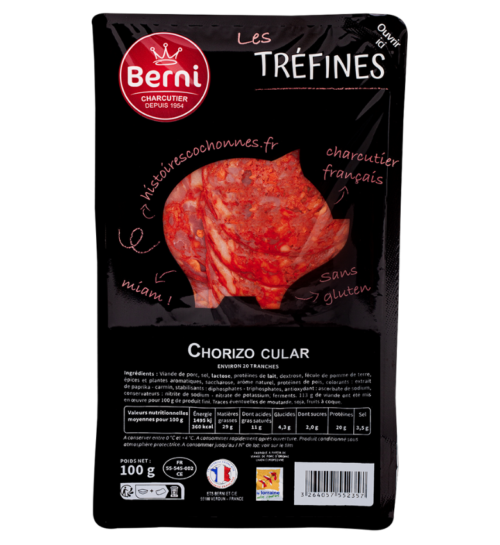 packshot Chorizo cular tranché Berni gamme tréfines