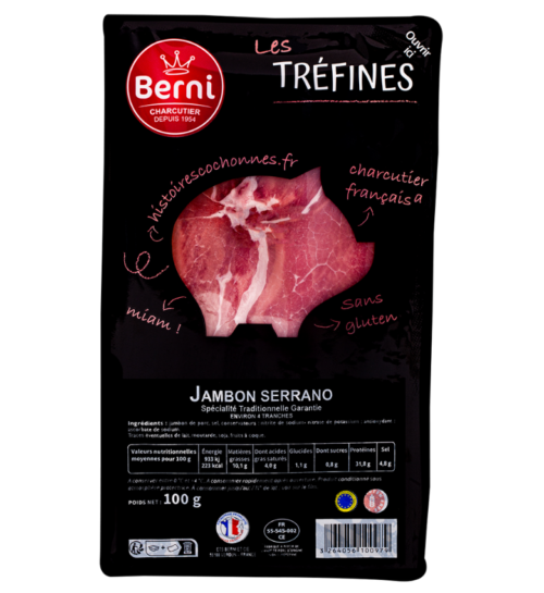 packshot jambon serrano STG Berni gamme tréfines