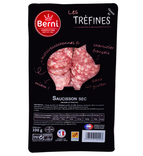 Packshot saucisson sec Berni gamme tréfines