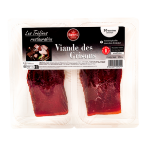 Packshot viande des grisons gamme tréfines restauration de Berni